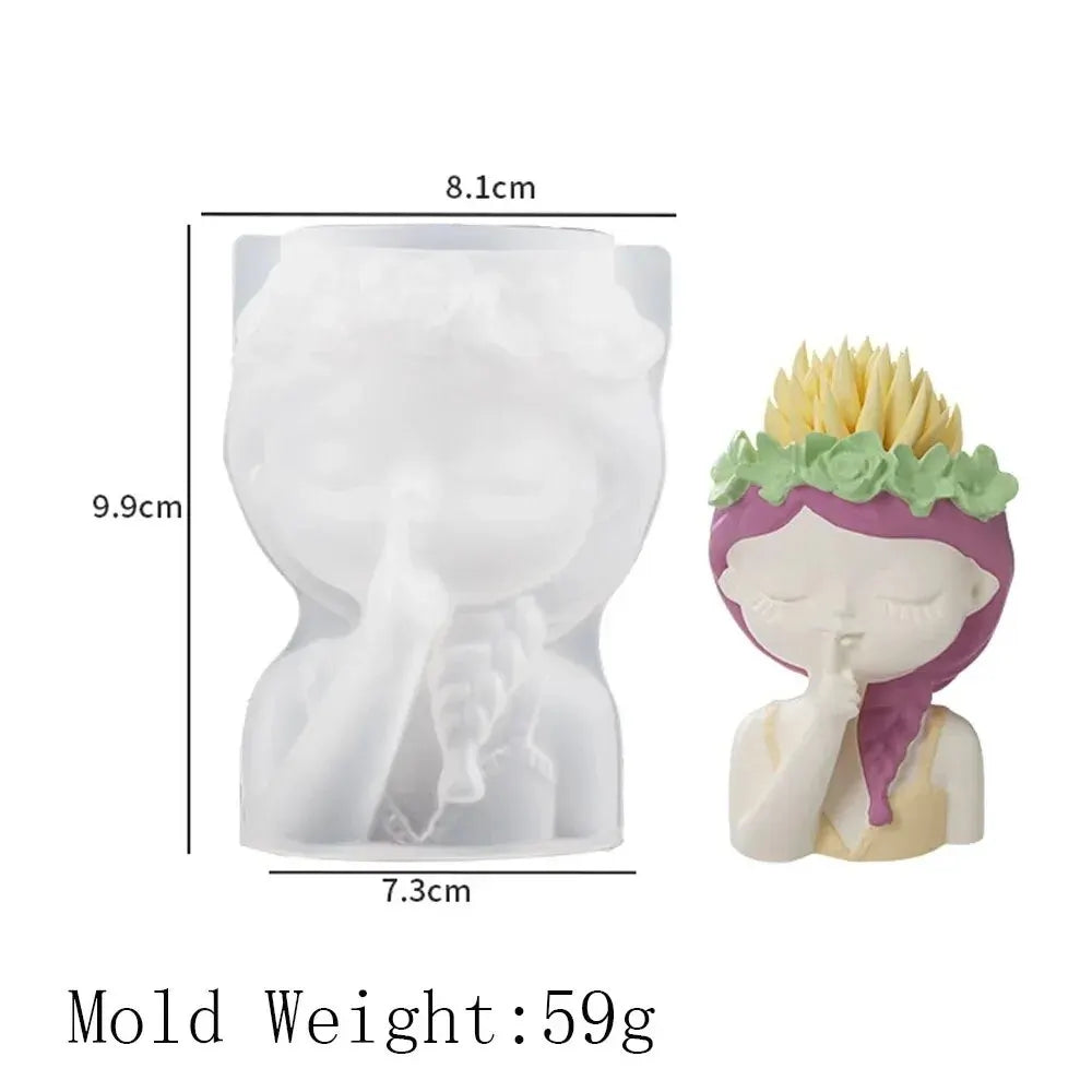 Sleeping Beauty Potted Silicone Mold - DIY Resin Epoxy Mold for Flower Pots, Gypsum Crafts, and Home Decor