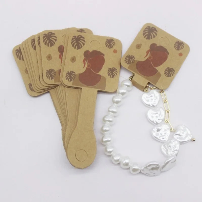 Set de 50 de cartonașe pentru bijuterii – Etichete din hârtie pentru coliere/accesorii de păr