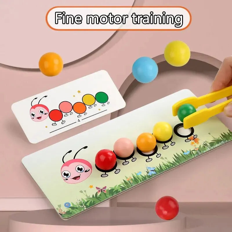 Jucărie de sortare a culorilor cu margele cu clip - Joc Montessori de îndemânare motrică fină pentru copii (vârste 3-12)