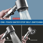 High-Pressure Filter Shower Head - 3-Mode Adjustable Spray with Massage Brush, Water-Saving Rain Faucet Design, Gold-Plated Finish