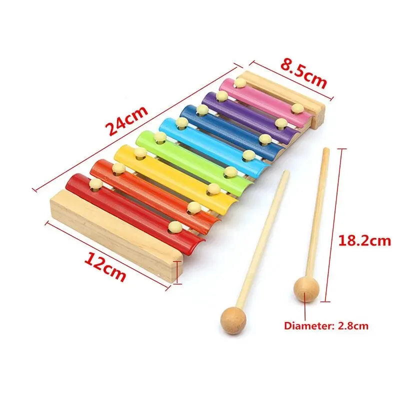 Xilofon din Lemn cu 8 Note - Instrument de Percuție Educațional pentru Copii & Începători | Cadou Aniversar Ideal