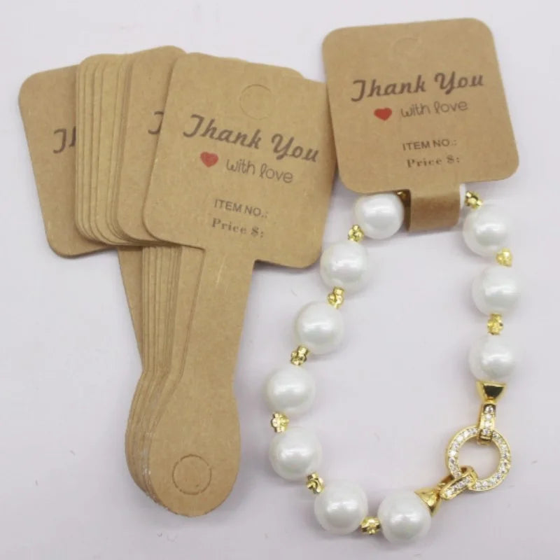 Set de 50 de cartonașe pentru bijuterii – Etichete din hârtie pentru coliere/accesorii de păr