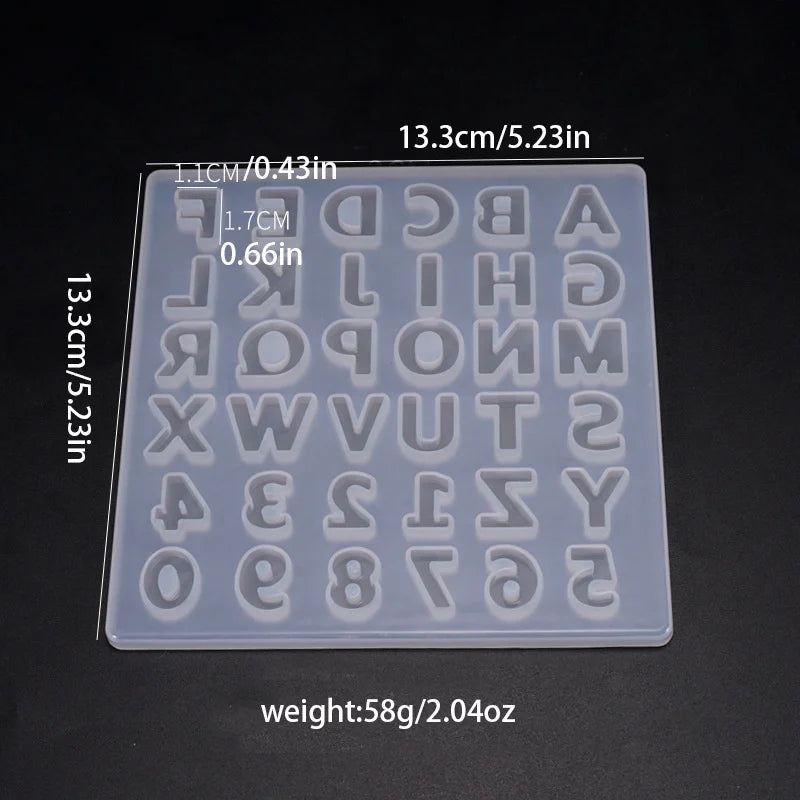 Matriță Silicon Alfabet 26 Litere – Formă Epoxidică pentru Bijuterii DIY și Brelocuri