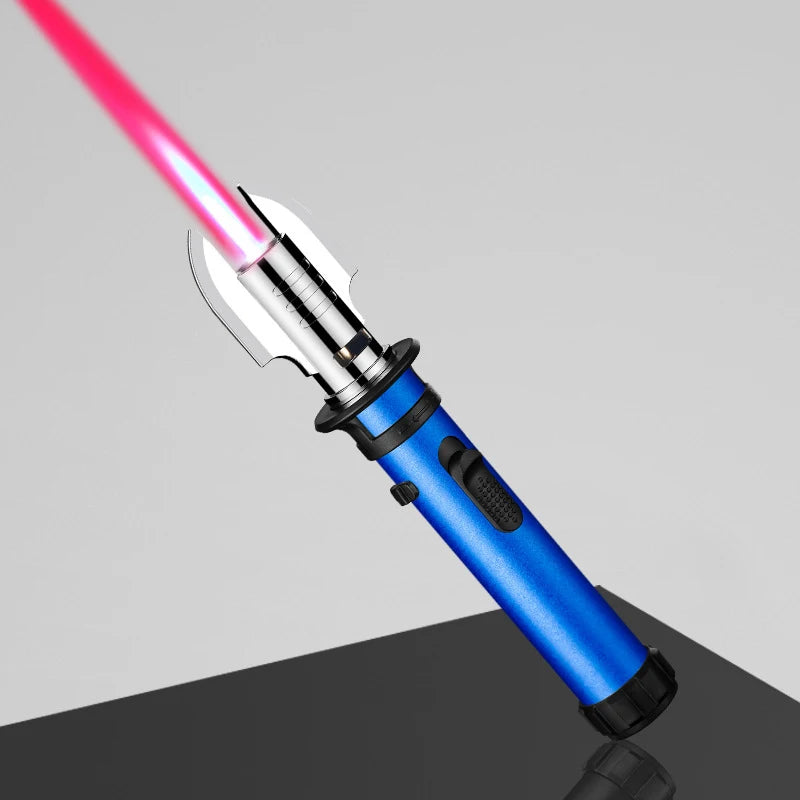 Turbo Blowtorch Lighter - Windproof Jet Flame Gas Lighter for Cooking, Cigars, Welding & Jewelry, Adjustable Blue Flame (Metal Body, Butane Fuel)