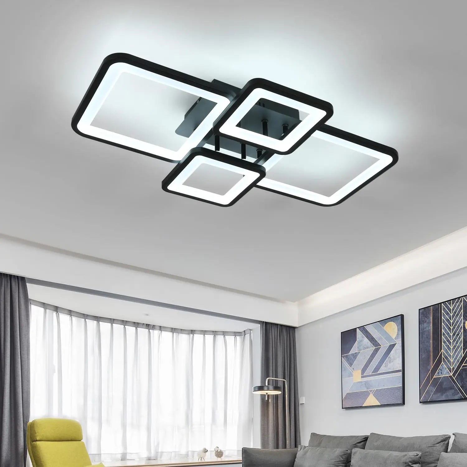 Modern LED Ceiling Light, 54W Dimmable Ceiling Lamp with Remote Control