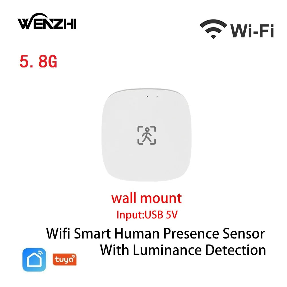 ZigBee & WiFi MmWave Human Presence Sensor – Motion Detection with Luminance & Distance, Tuya Smart Home