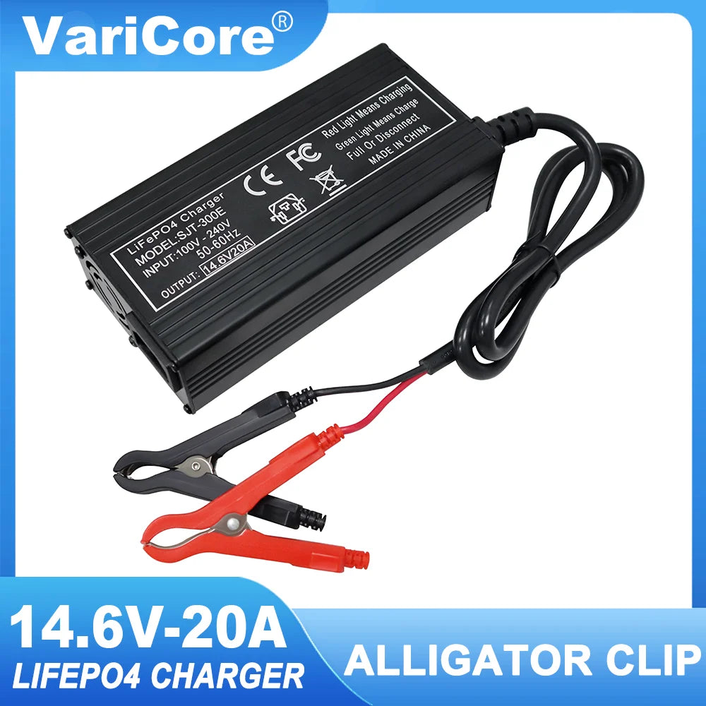 Încărcător de baterii Smart LiFePO4 VariCore 14,6V 20A - Încărcător de mare putere 110-220V 4S 12V pentru baterii litiu fier fosfat