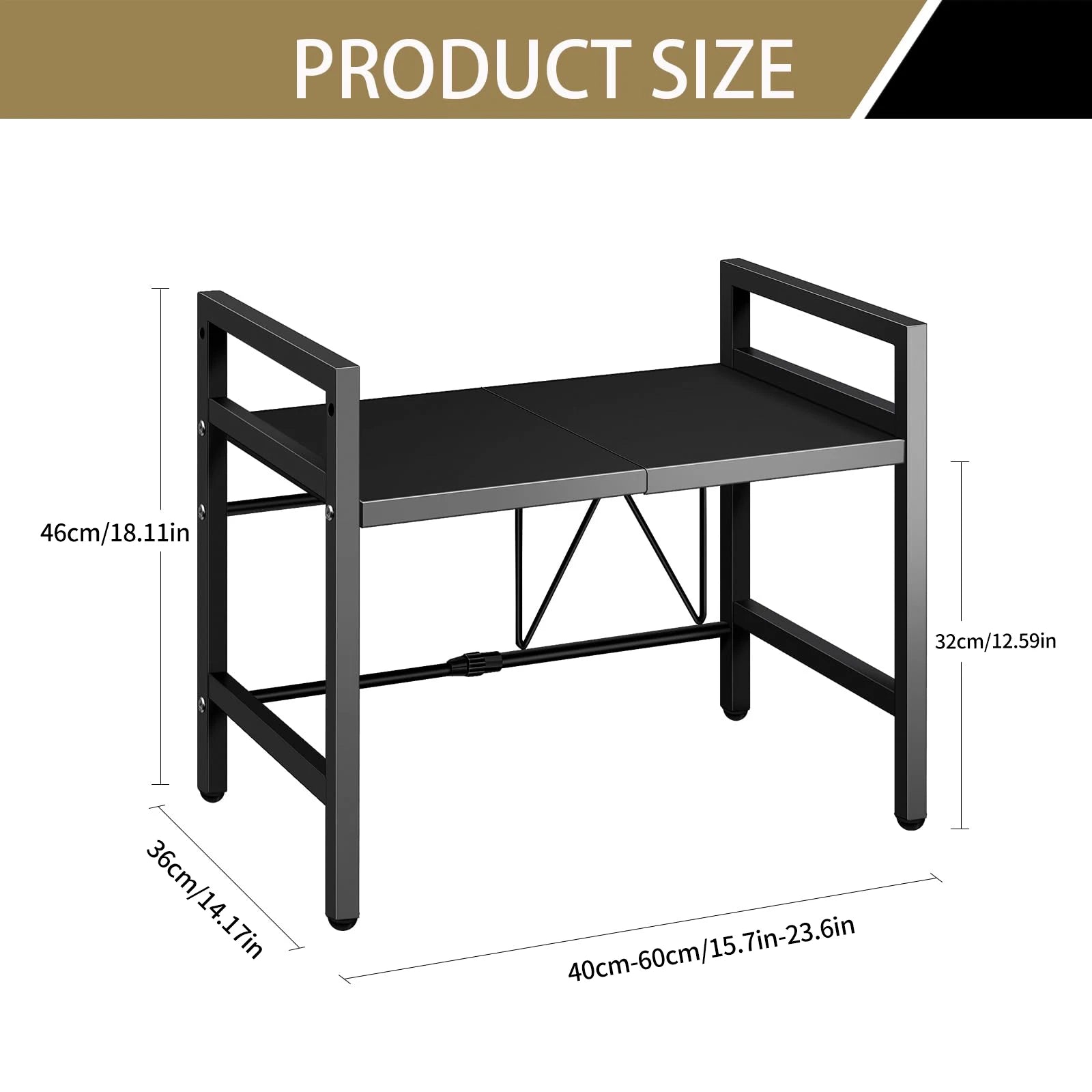 Organizator extensibil pentru rafturi pentru cuptor cu microunde (42-64 cm)
