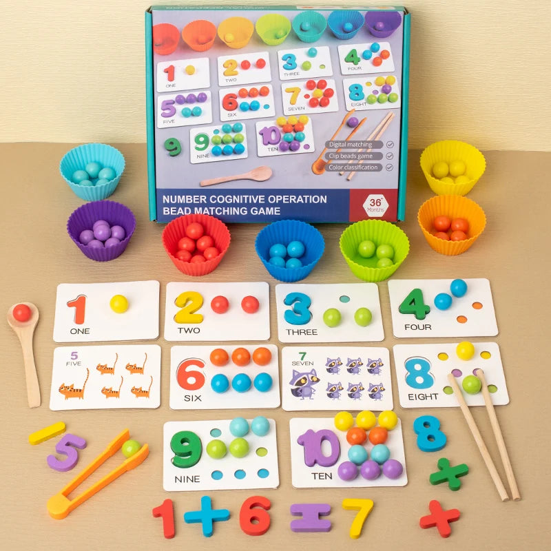 Recuzită Montessori pentru Matematică - Puzzle de Pereche Cognitivă pentru Copii | Jucărie Ingenioasă pentru Dezvoltarea Abilităților Motorii Fine