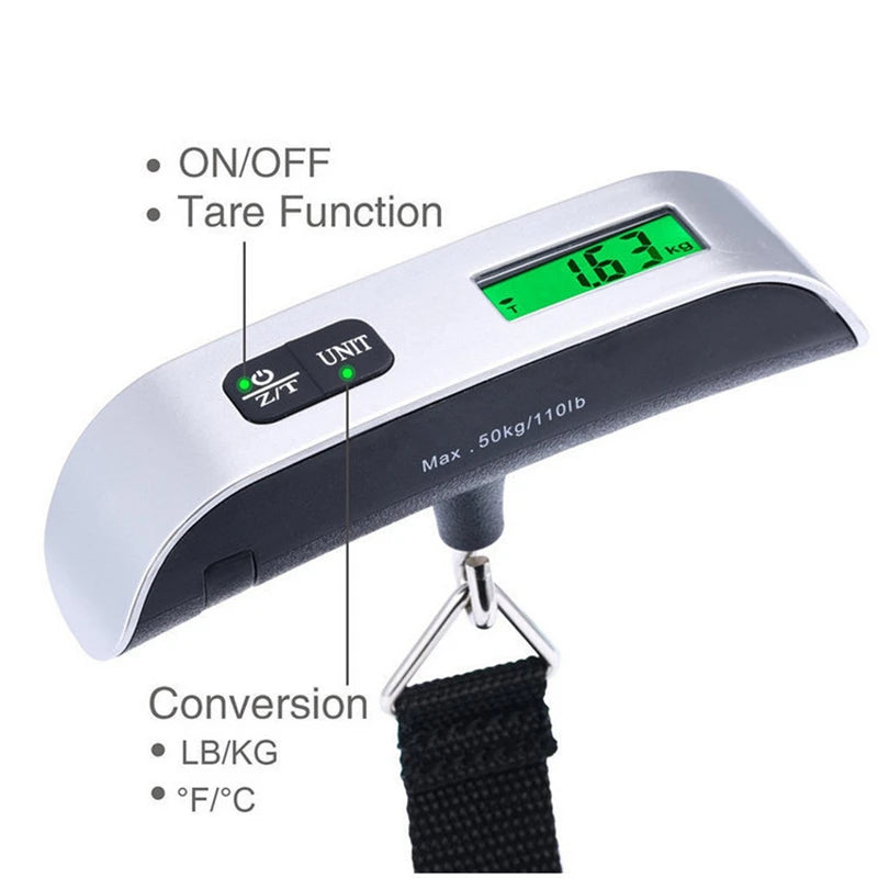 Portable Digital Luggage Scale 10g–50kg with LCD Display