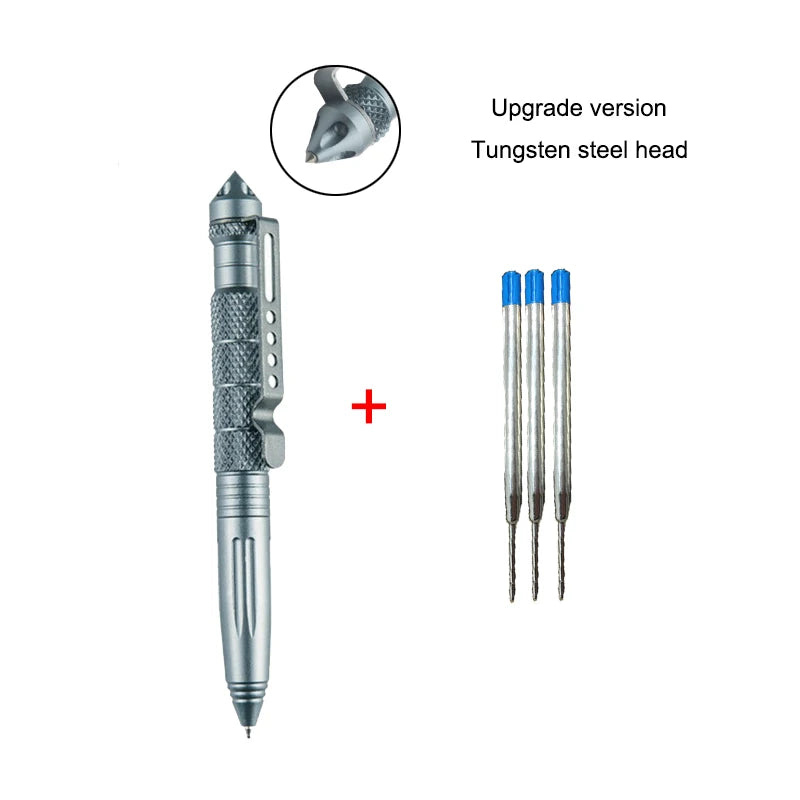 Pix tactic de auto-apărare - Aluminiu cu cap din oțel tungsten, cap pentru spart sticlă și design anti-alunecare, kit de supraviețuire