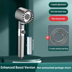 High-Pressure Filter Shower Head - 3-Mode Adjustable Spray with Massage Brush, Water-Saving Rain Faucet Design, Gold-Plated Finish