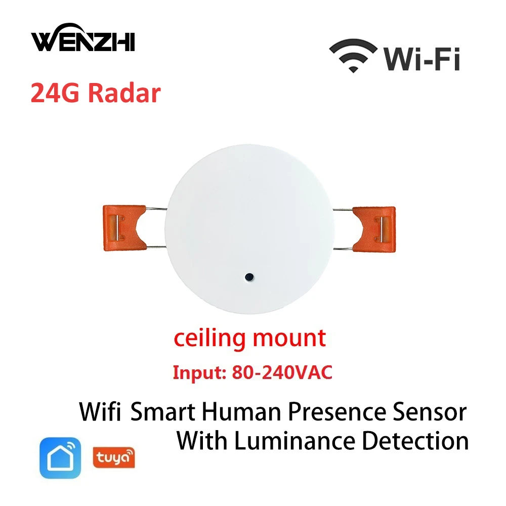 ZigBee & WiFi MmWave Human Presence Sensor – Motion Detection with Luminance & Distance, Tuya Smart Home