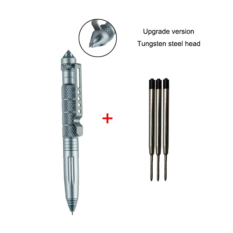 Pix tactic de auto-apărare - Aluminiu cu cap din oțel tungsten, cap pentru spart sticlă și design anti-alunecare, kit de supraviețuire