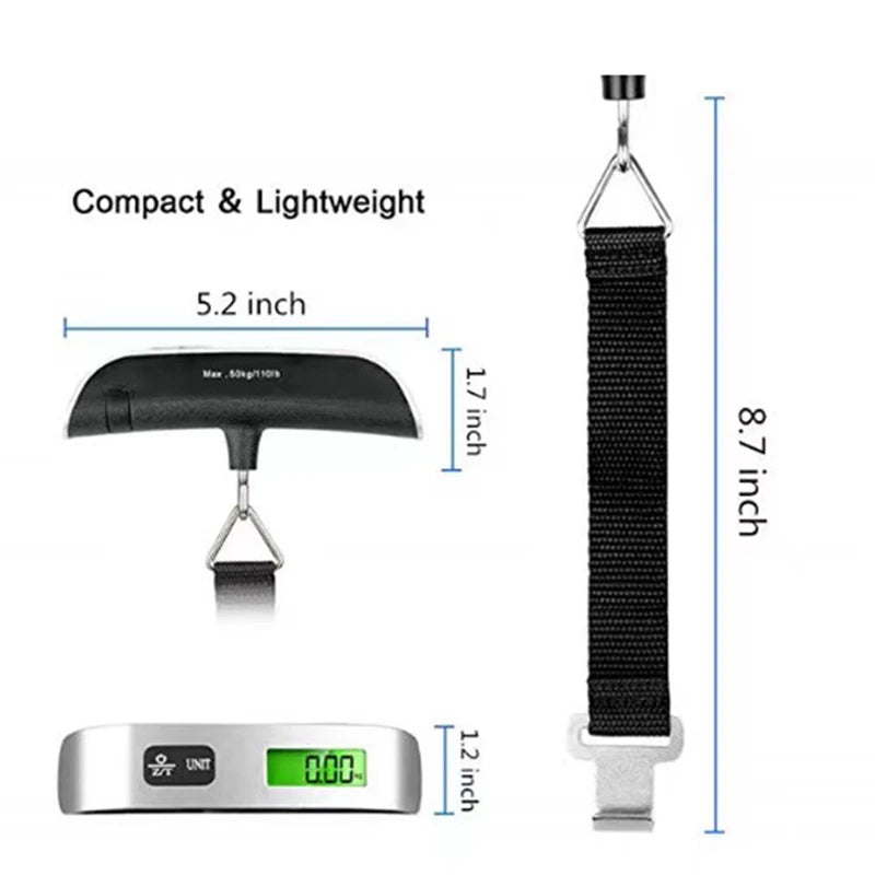 Cântar digital portabil pentru bagaje 10g–50kg cu afișaj LCD