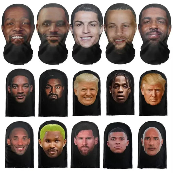 Mască Kanye imprimată 3D - Mască completă cu plasă elastică pentru cosplay, jocuri de rol și moda hip hop