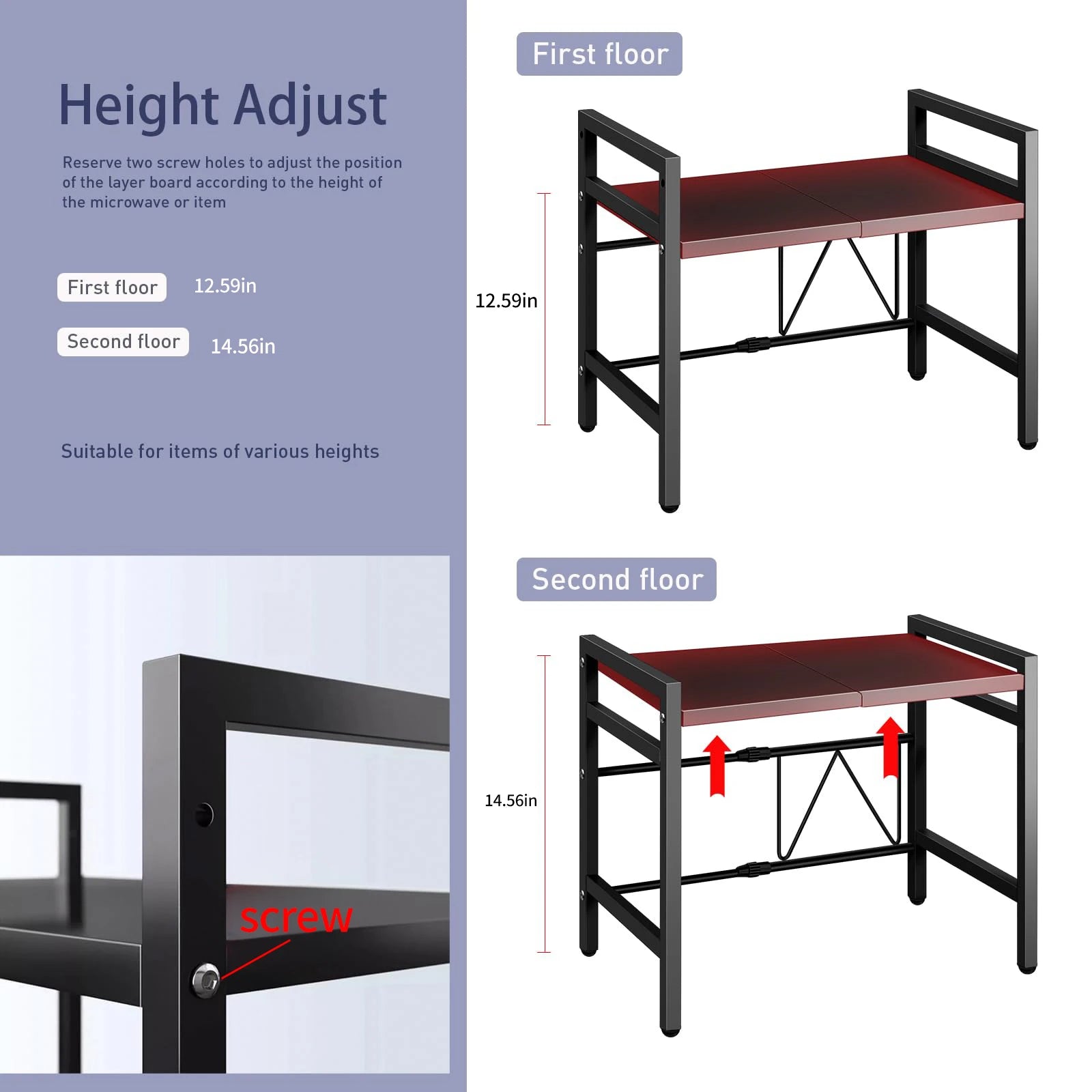 Organizator extensibil pentru rafturi pentru cuptor cu microunde (42-64 cm)