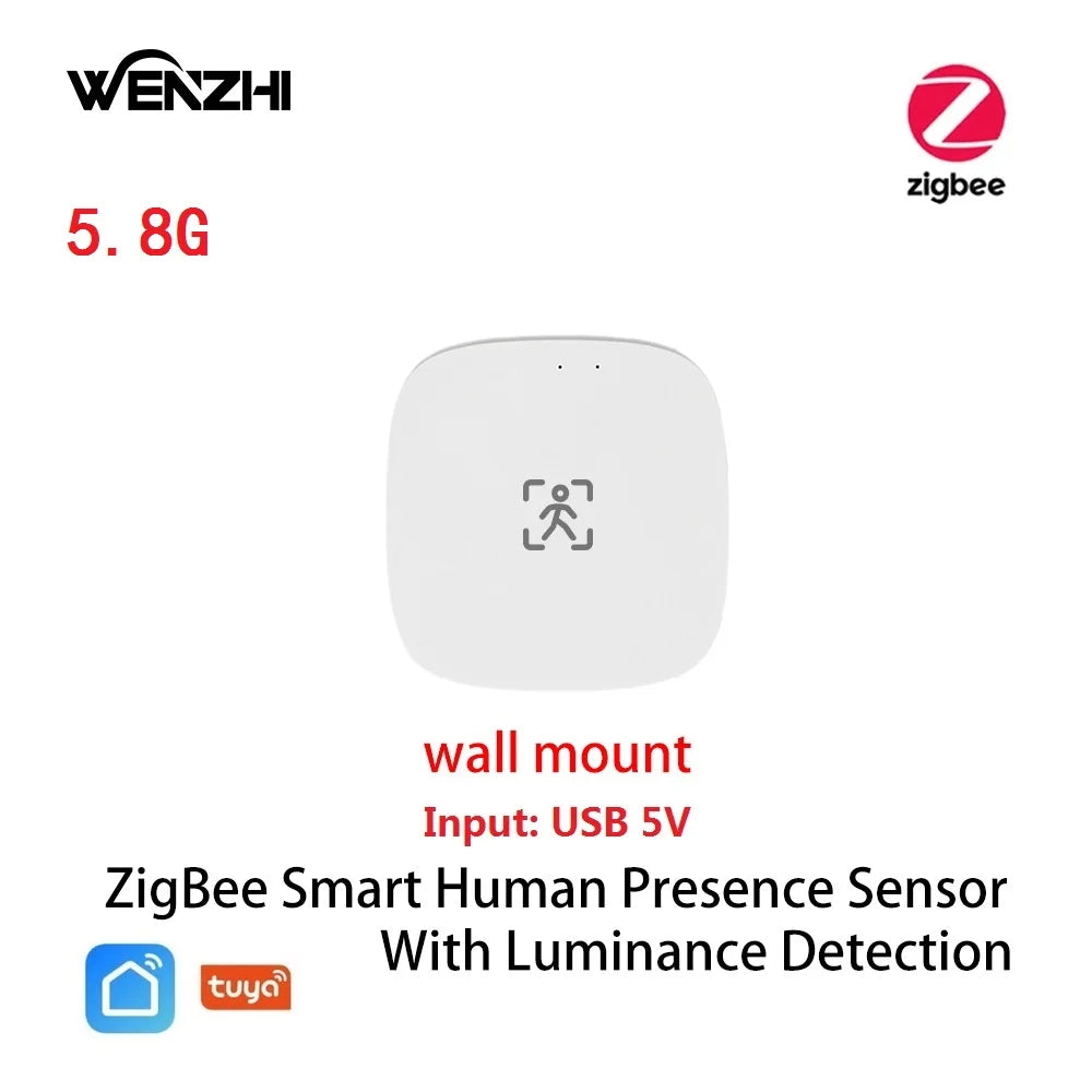 ZigBee & WiFi MmWave Human Presence Sensor – Motion Detection with Luminance & Distance, Tuya Smart Home