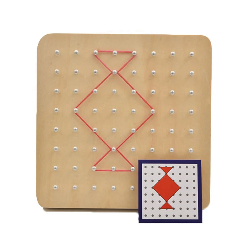 Tabloul cu Piuneze și Puzzle Geometric din Lemn - Jucărie Montessori pentru Copii