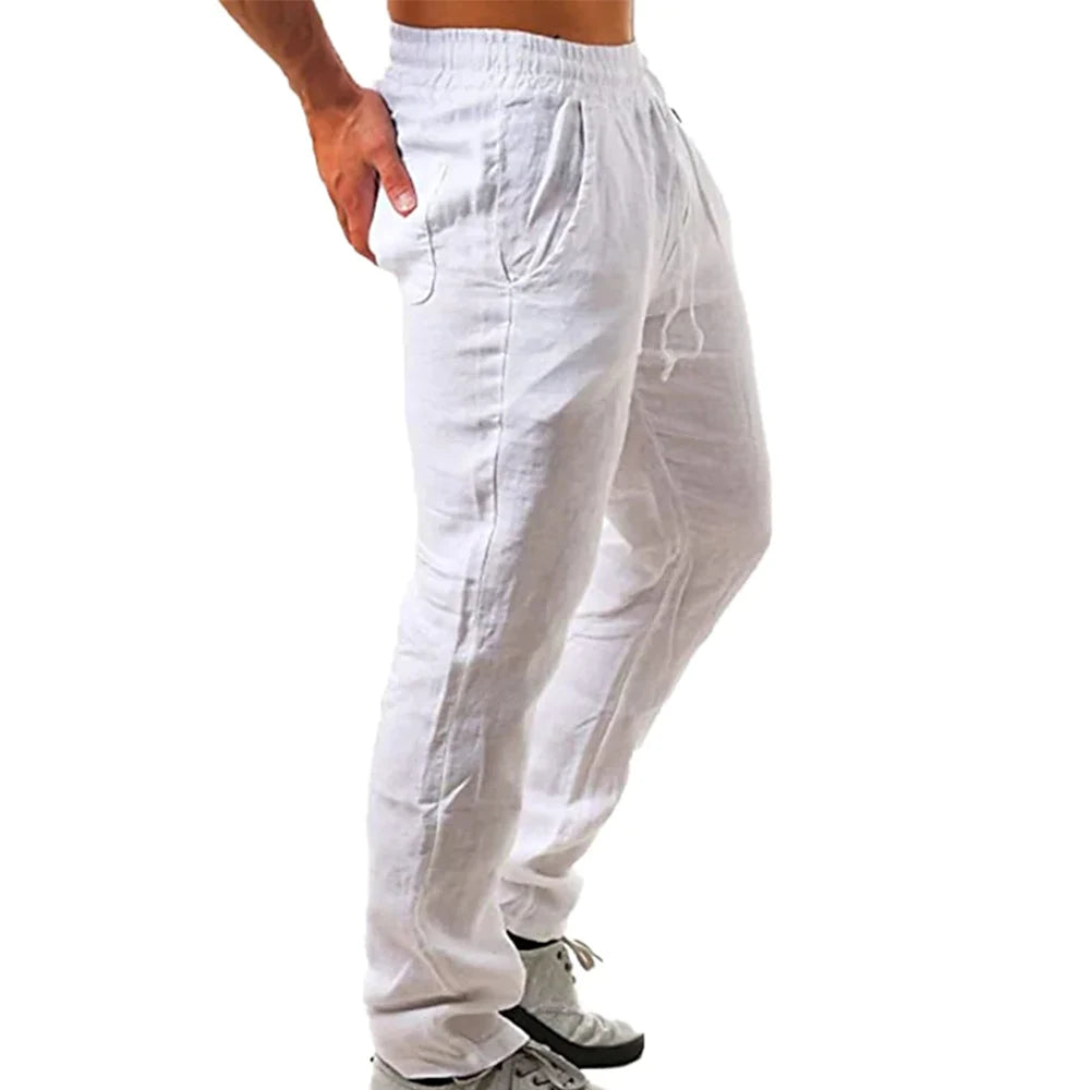 Linen-cotton casual pants