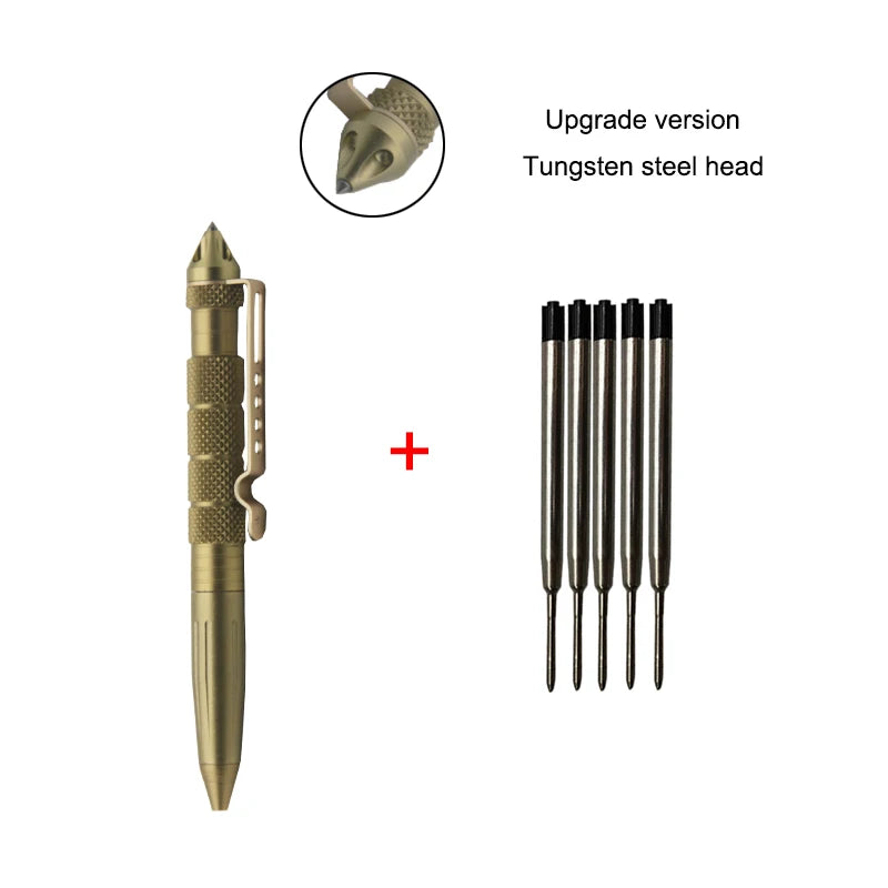 Pix tactic de auto-apărare - Aluminiu cu cap din oțel tungsten, cap pentru spart sticlă și design anti-alunecare, kit de supraviețuire
