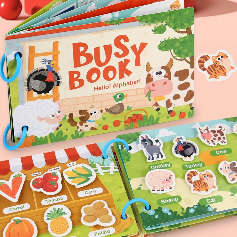 Montessori Baby Busy Book - Carte pentru învățare timpurie pentru copii mici, joc de potrivire pentru copii cu vârsta între 2-3 ani