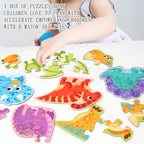 Puzzle pentru copii - Set de jucării educaționale cu animale din desene animate (vârste 3-12) 