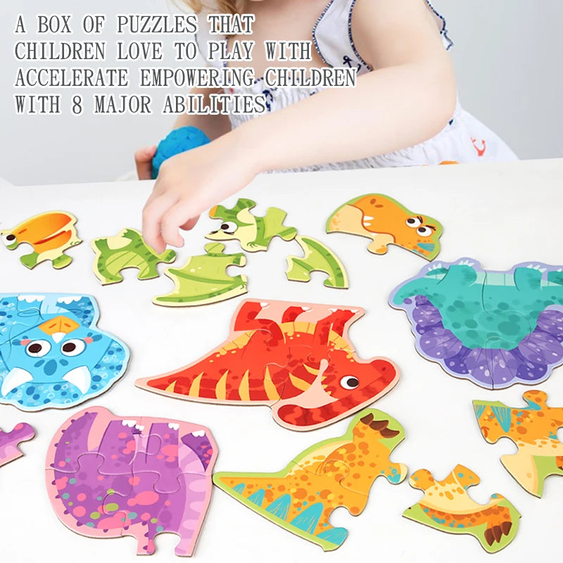 Puzzle pentru copii - Set de jucării educaționale cu animale din desene animate (vârste 3-12) 