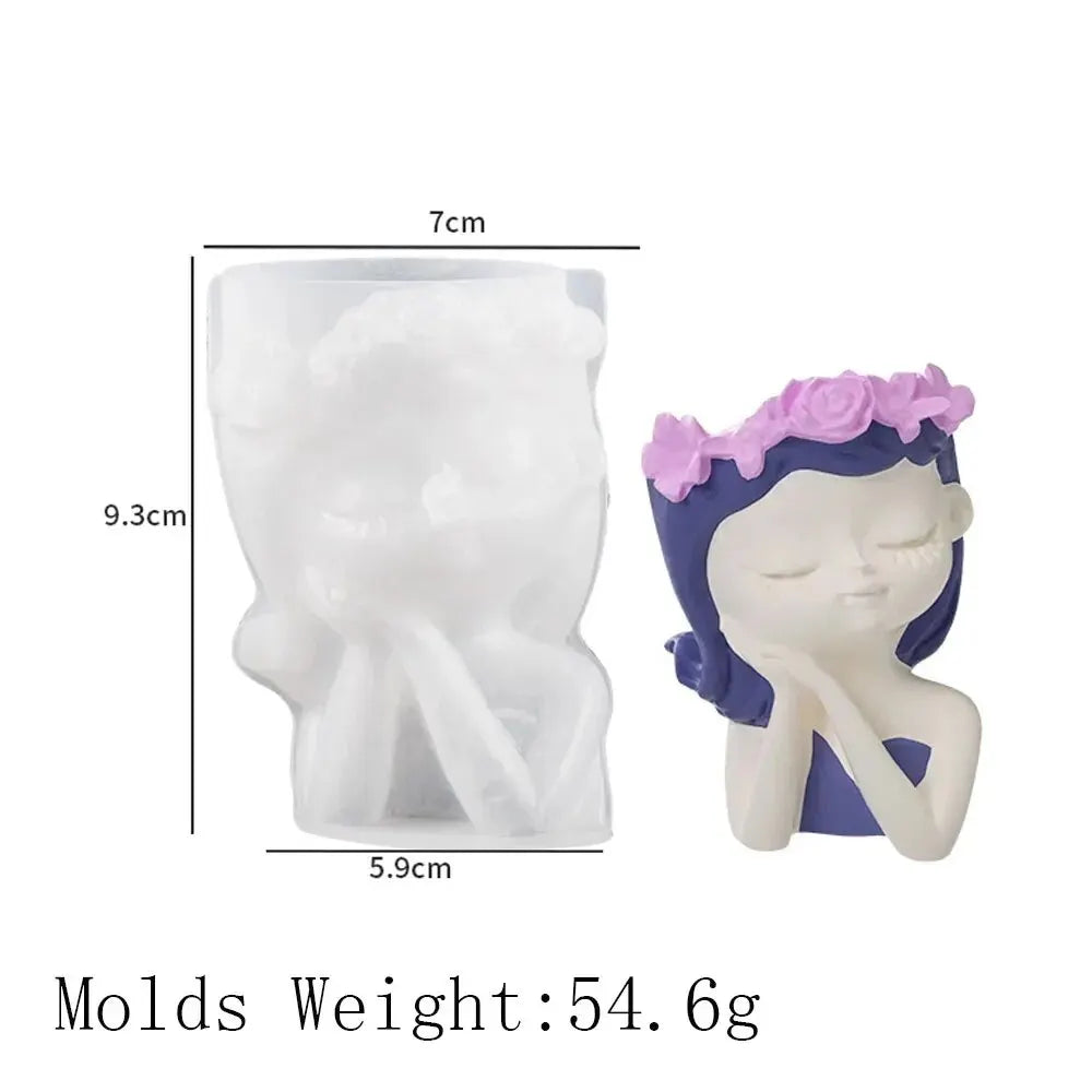 Sleeping Beauty Potted Silicone Mold - DIY Resin Epoxy Mold for Flower Pots, Gypsum Crafts, and Home Decor