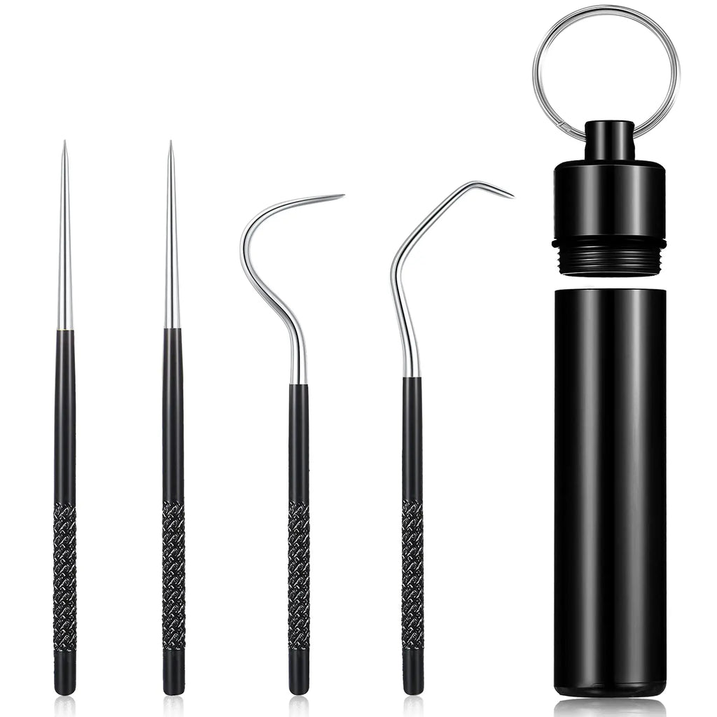 Portable Titanium Toothpick Set - Reusable Metal Stainless Steel Toothpicks with Holder for Camping, Travel & Daily Use