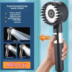 High-Pressure Filter Shower Head - 3-Mode Adjustable Spray with Massage Brush, Water-Saving Rain Faucet Design, Gold-Plated Finish