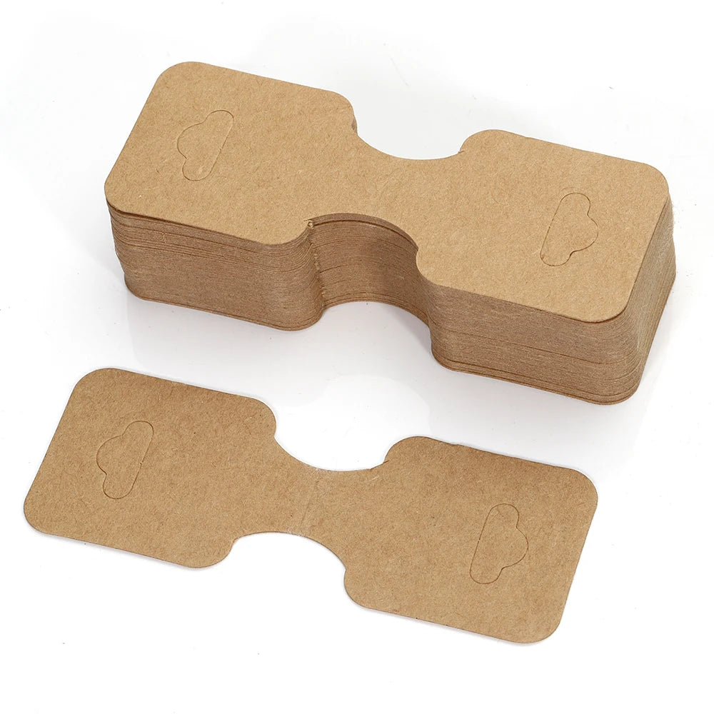 Set de 50 Cartonașe pliabile din hârtie kraft, 9x3,5 cm, pentru afișarea bijuteriilor, etichete de preț