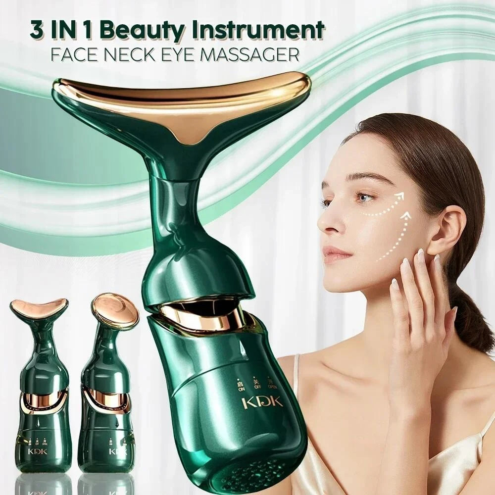 Dispozitiv de Lifting Facial 3 în 1 - EMS pentru Gât, Față & Ochi | Lifting, Reducerea Ridurilor & Anti-Îmbătrânire