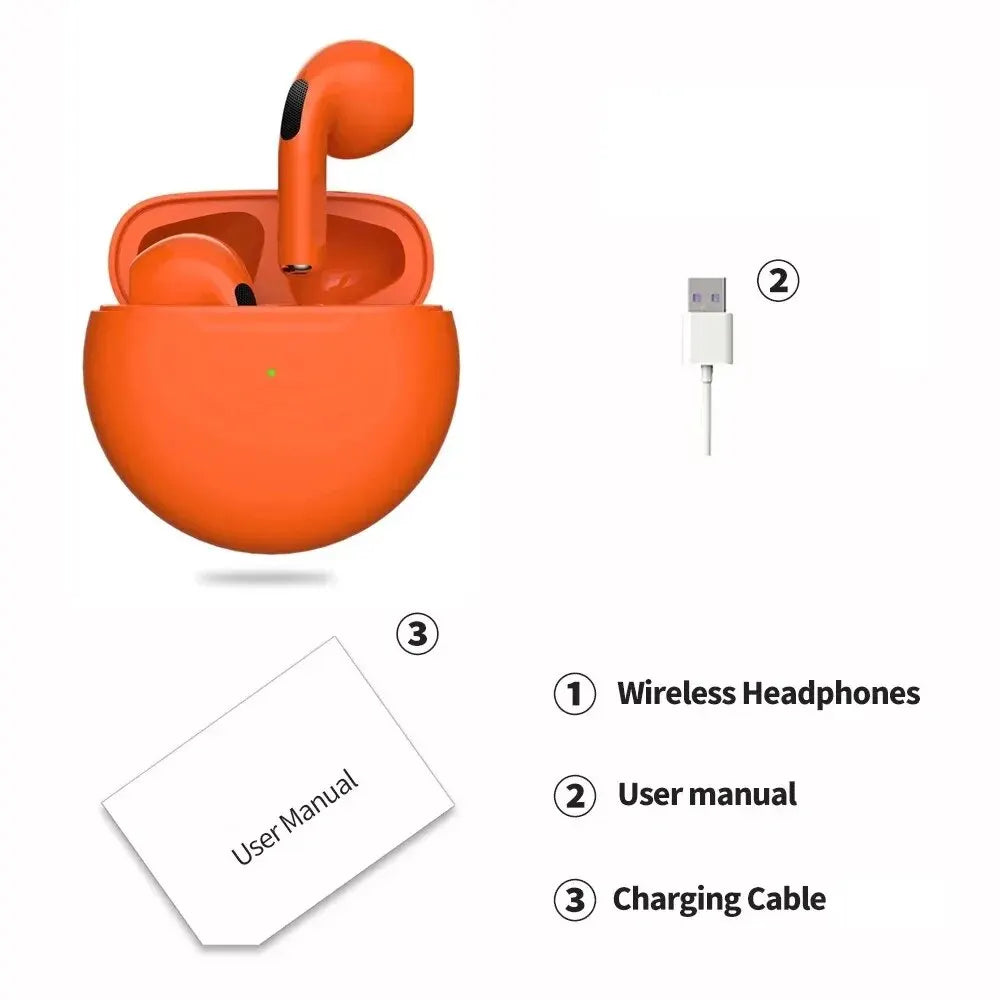Air Pro 6 TWS Wireless Earbuds - Bluetooth 5.3, Mini Design, Mic, Charging Case