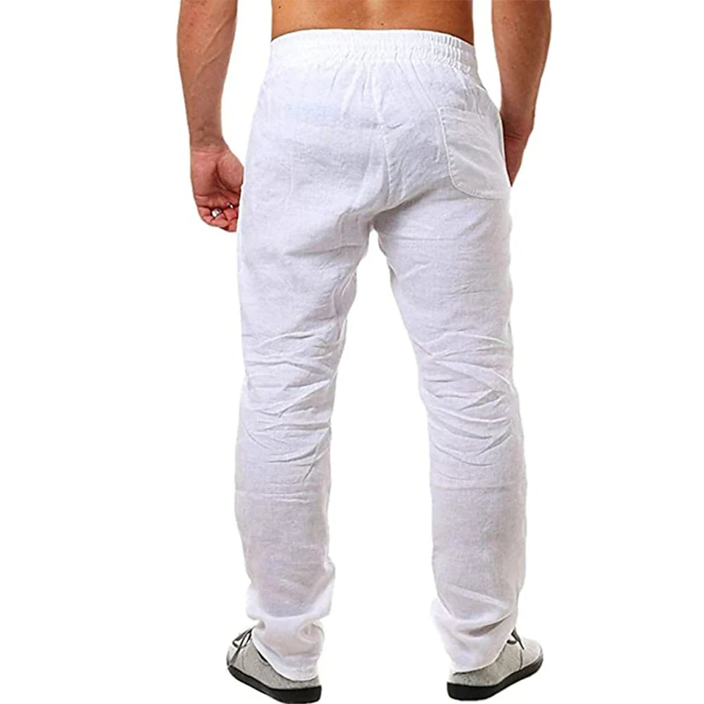 Linen-cotton casual pants