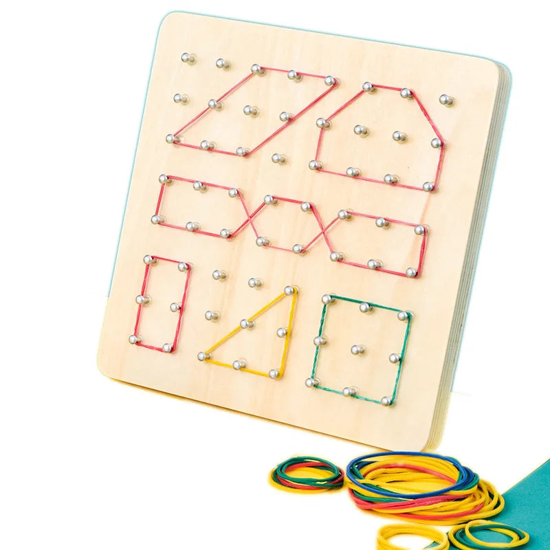 Tabloul cu Piuneze și Puzzle Geometric din Lemn - Jucărie Montessori pentru Copii