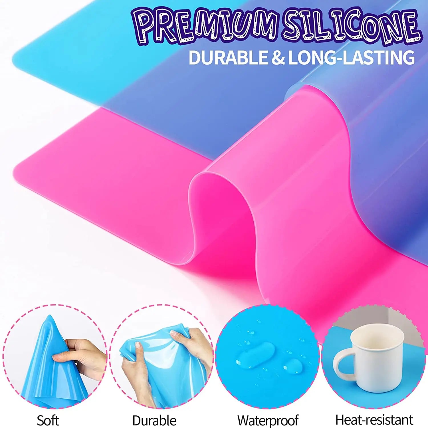 Covoraș mare din silicon de 15,7" x 11,7" - Suprafață de lucru antiaderentă pentru proiecte de rășină, epoxidice, argilă și vopsea
