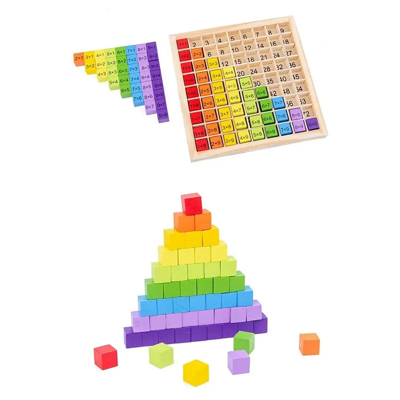 Montessori Multiplication Table Toy - Wooden Math Educational Game for Kids, Arithmetic Teaching Aid