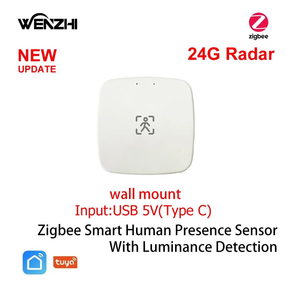 ZigBee & WiFi MmWave Human Presence Sensor – Motion Detection with Luminance & Distance, Tuya Smart Home