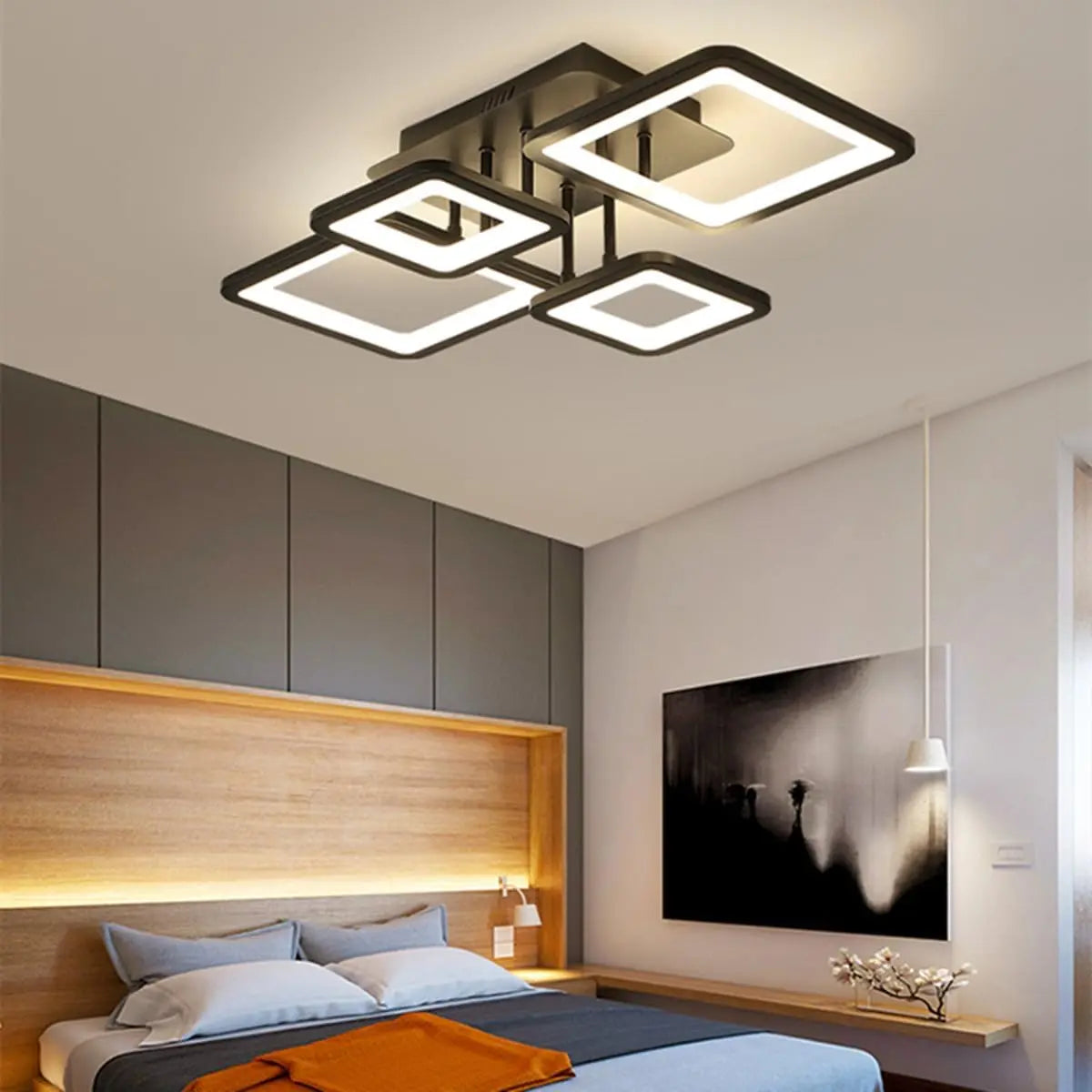 Modern LED Ceiling Light, 54W Dimmable Ceiling Lamp with Remote Control