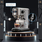 HiBREW 20 Bar Semi-Automatic Espresso Machine - Stainless Steel Coffee Maker for Espresso, Ground Coffee, and ESE Pods, Model H11 SR