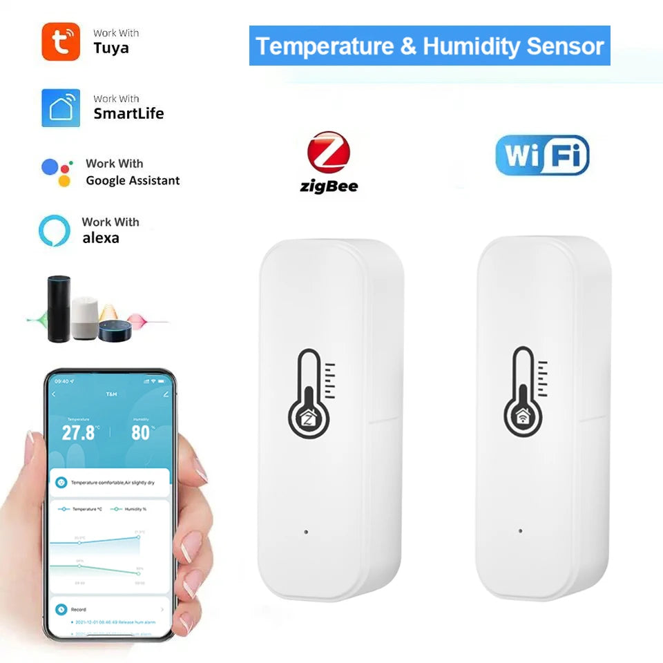 Tuya ZigBee/WiFi Temperature & Humidity Sensor, Home Thermometer