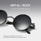 Ochelari de soare retro punk unisex – ochelari oglindă rotunzi reflectorizanți cu ramă metalică