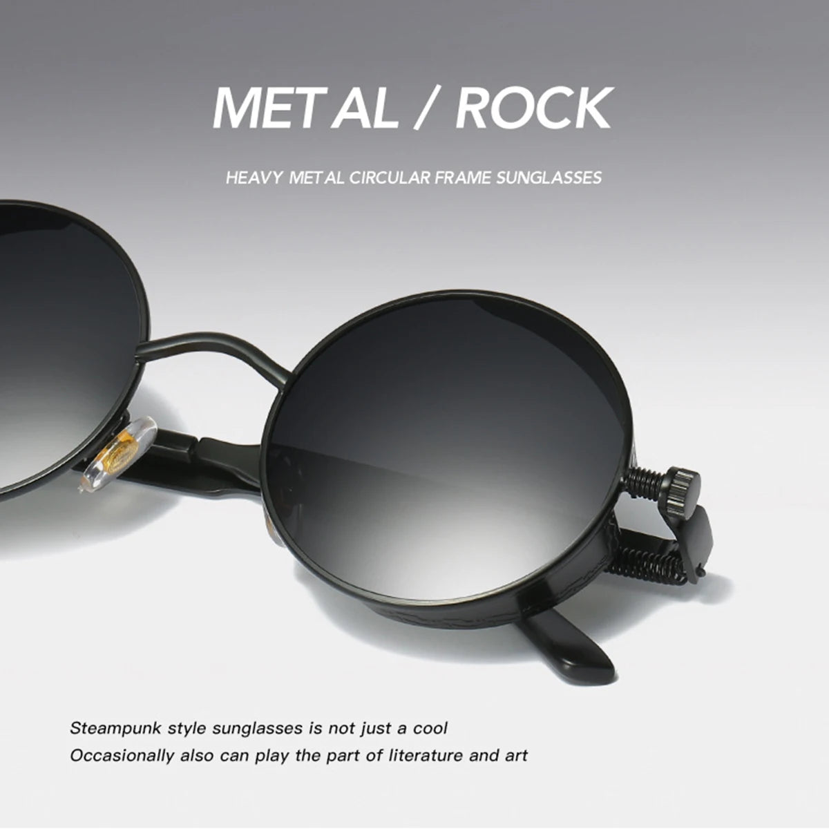 Ochelari de soare retro punk unisex – ochelari oglindă rotunzi reflectorizanți cu ramă metalică