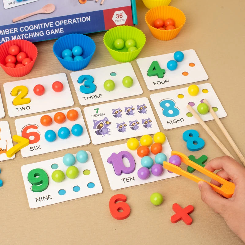 Recuzită Montessori pentru Matematică - Puzzle de Pereche Cognitivă pentru Copii | Jucărie Ingenioasă pentru Dezvoltarea Abilităților Motorii Fine