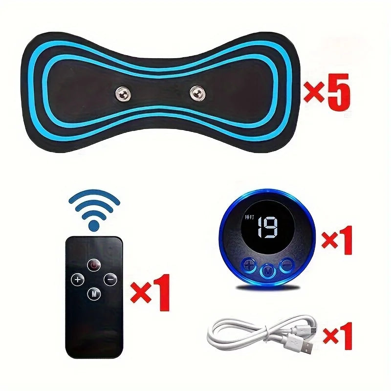 Masaj Electric pentru Mușchi - Aparat EMS Portabil pentru Gât | 8 Moduri, 19 Niveluri de Intensitate, Relaxare & Ameliorarea Durerii