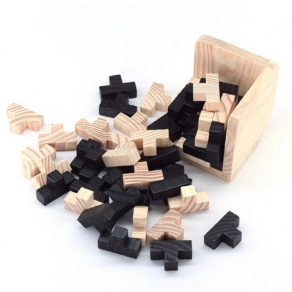 Puzzle cub 3D Luban Jucărie din lemn interconectată - Teaser creativ pentru copii (cu vârsta peste 3 ani)
