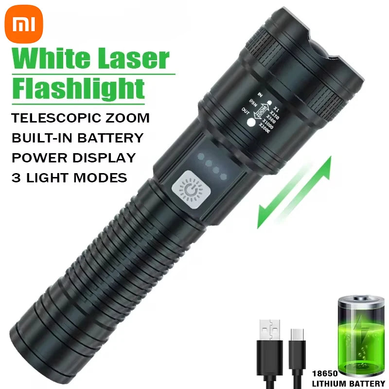 Ultra-Bright LED Tactical Flashlight with Zoom & Built-In Battery