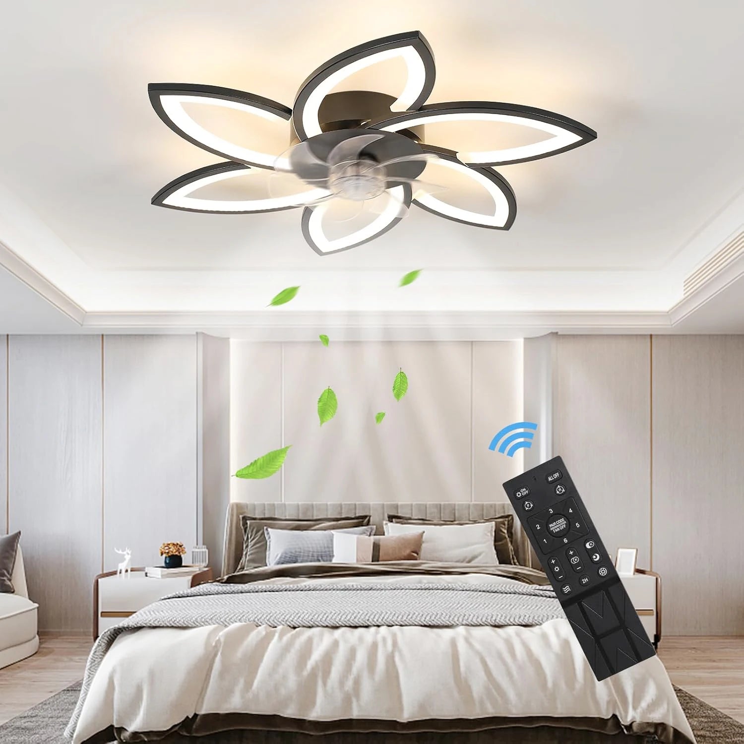 Ceiling Fan with Silent Light, 75CM Modern LED Dimmable