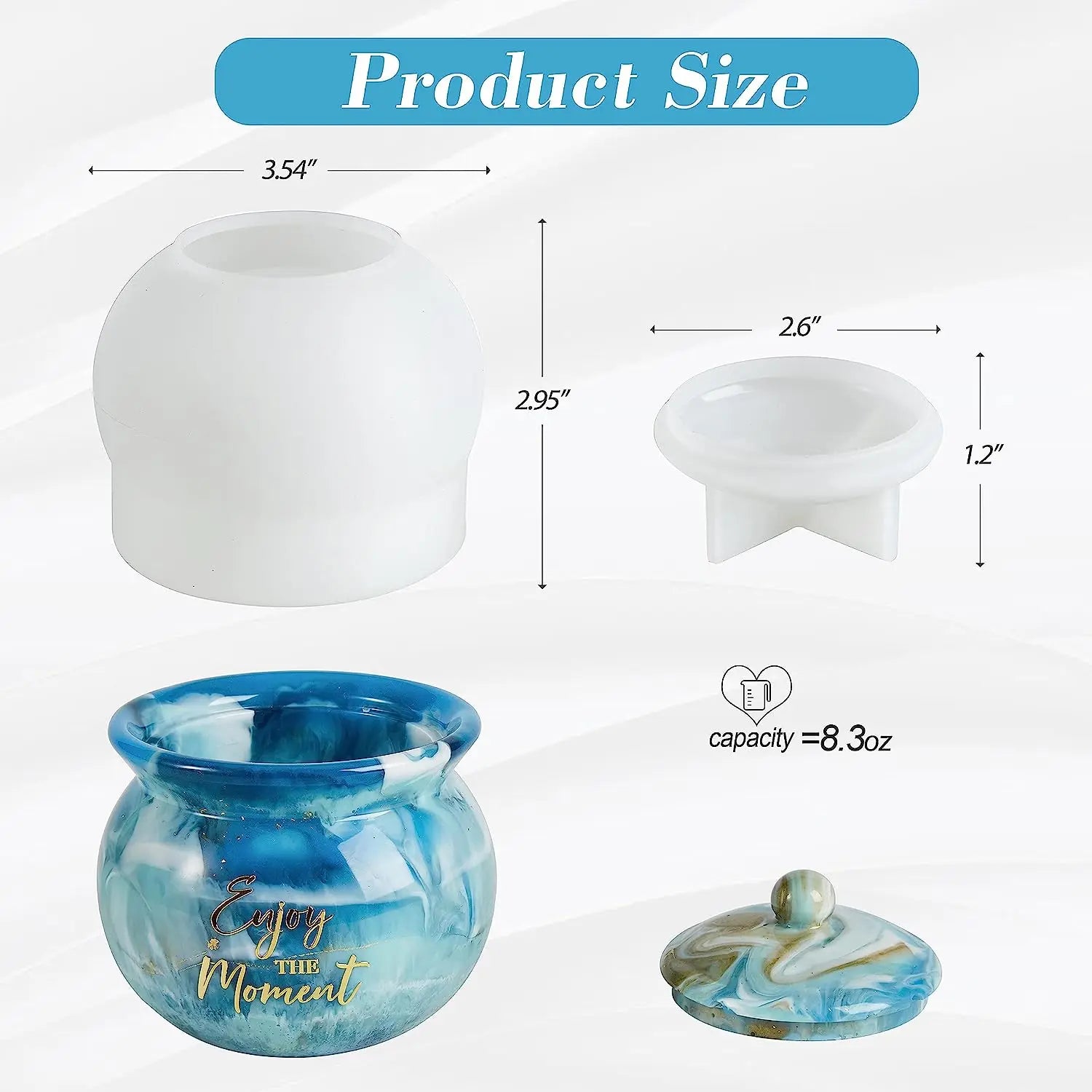 Jar Silicone Molds with Lid - Epoxy Resin Casting Molds for Storage Boxes, Candy, and Jewelry Containers